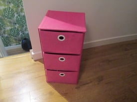 LOVELY GIRLS CERISE PINK BEDROOM STORAGE DRAWERS X3 - IN VGC