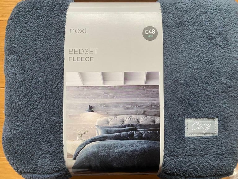 Next Navy Blue Super soft Fleece King Size Duvet Set, BNWT
