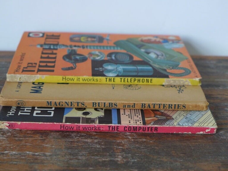 Three Vintage 1st edition LADYBIRD Books: MAGNETS, BULBS and BATTERIES; THE COMPUTER; THE TELEPHONE