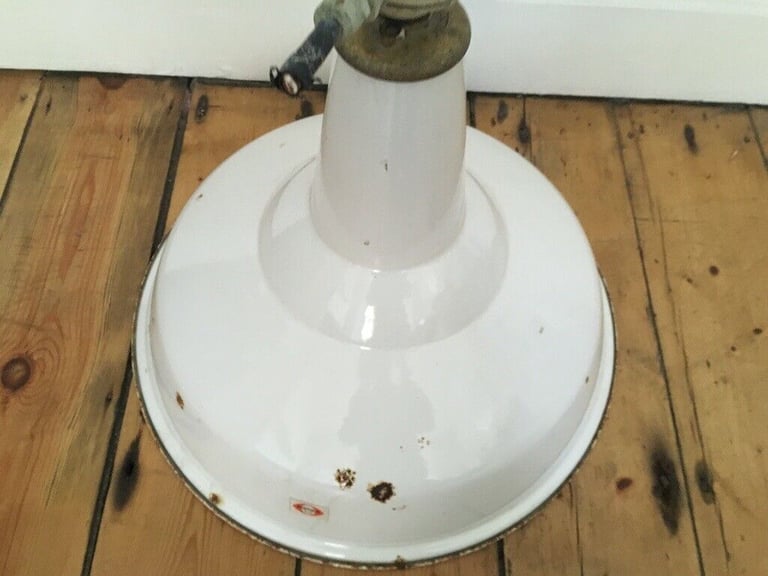 Vintage Large 19" Benjamin RLM Enamel Industrial Shade White 4 available £60 each