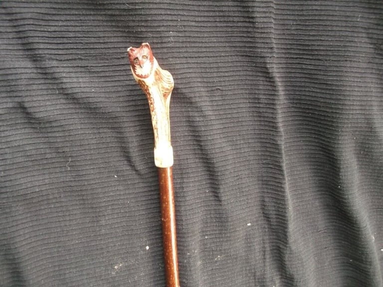 Carved fox walking stick 