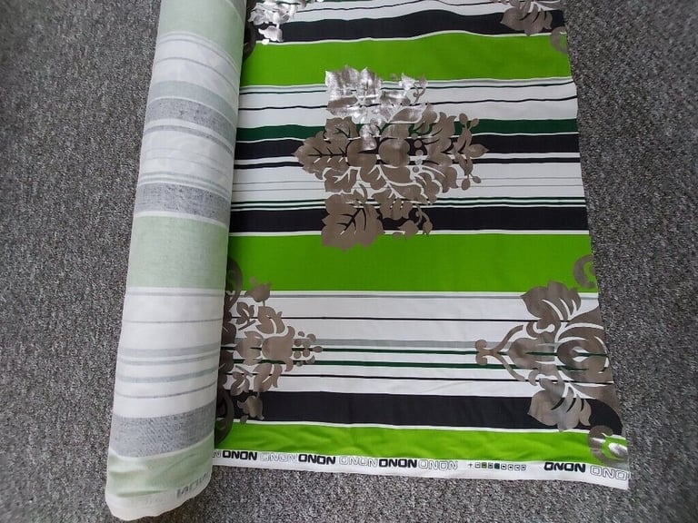 Fabric  Good Quality  Fabric”Nono”  Green Silver Multi Colour New 