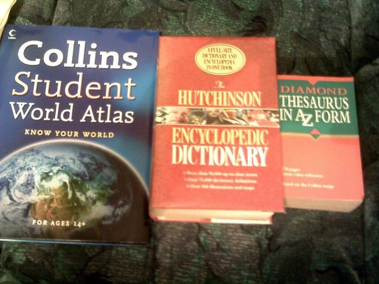 image for 3 REFERENCE BOOKS: ENCYCLOPEDIA, THESAURUS, ATLAS