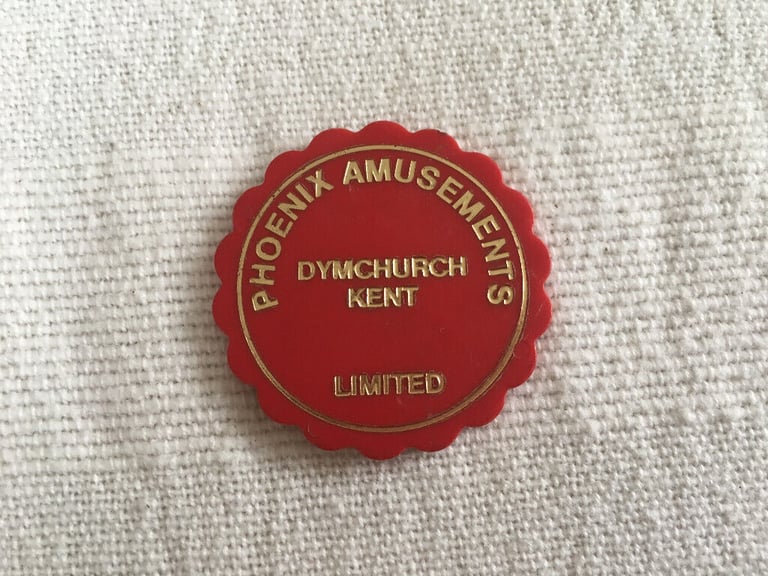 	Vintage token, Dymchurch amusements park. Feather's Children's Fun Park. Phoenix Amusements Ltd.