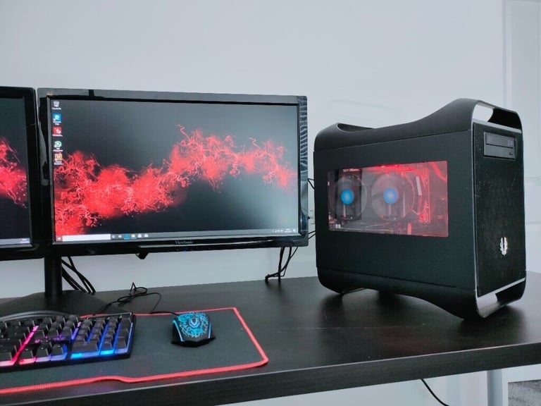 Gaming Computer PC Setup Bundle with Dual Monitors