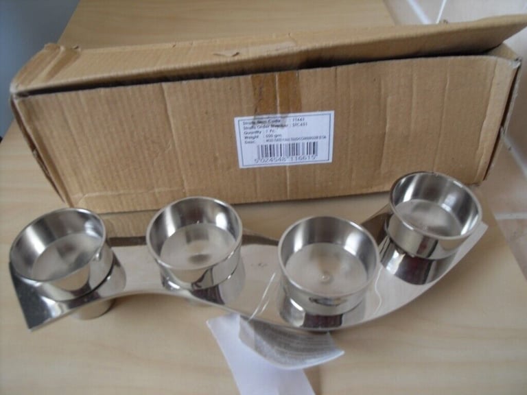 Lovely 4 Hole Silver Colour Tea Light Holder - With Tags/Box - £15