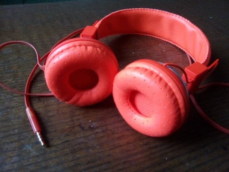 NATIVE Headphones, orange, good working order.