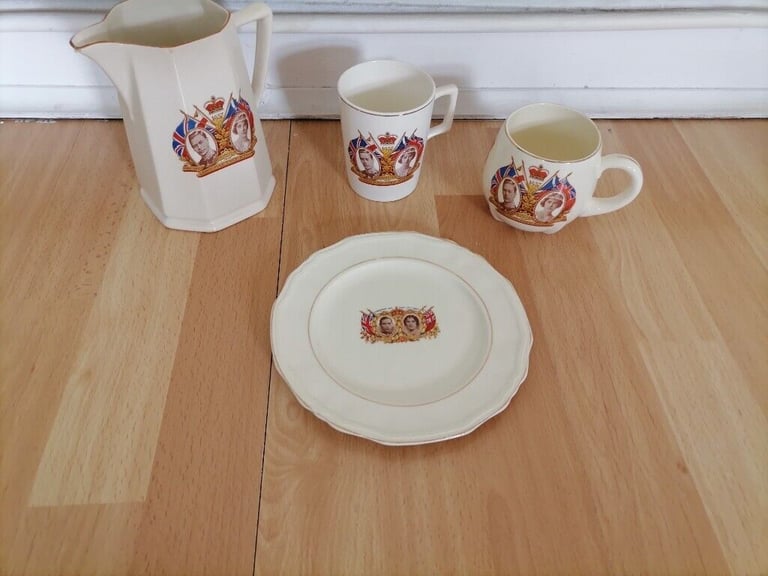 Royal Memorabilia Lot : KING GEORGE VI 1937 Coronation Commemorative Ceramics ( 4 items)