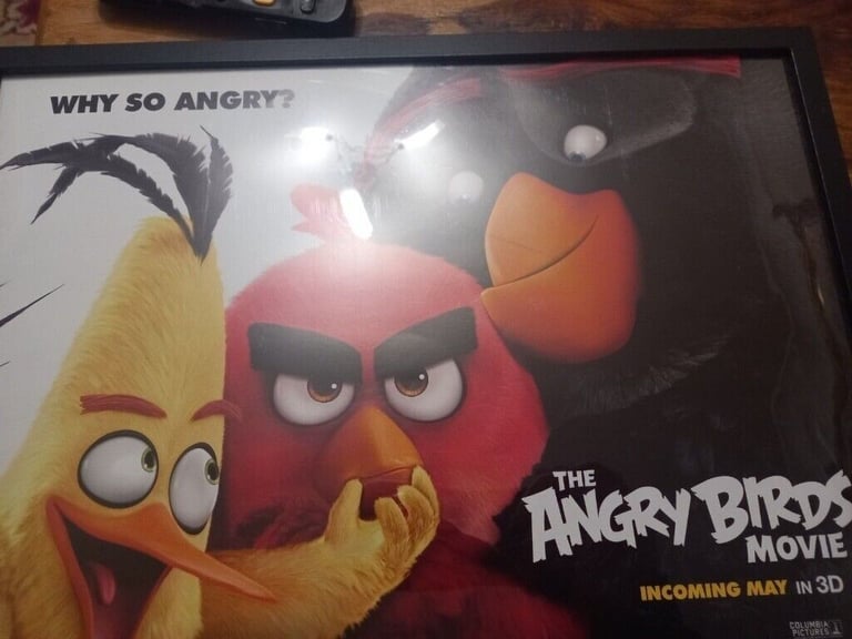 Angry birds movie poster glass FRAMED print fun collectable 30cm x 40cm cartoon kids