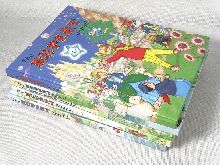  Rupert The Bear Annuals x 5 (1996-1999 +2001). + Rupert hand Puppet #2