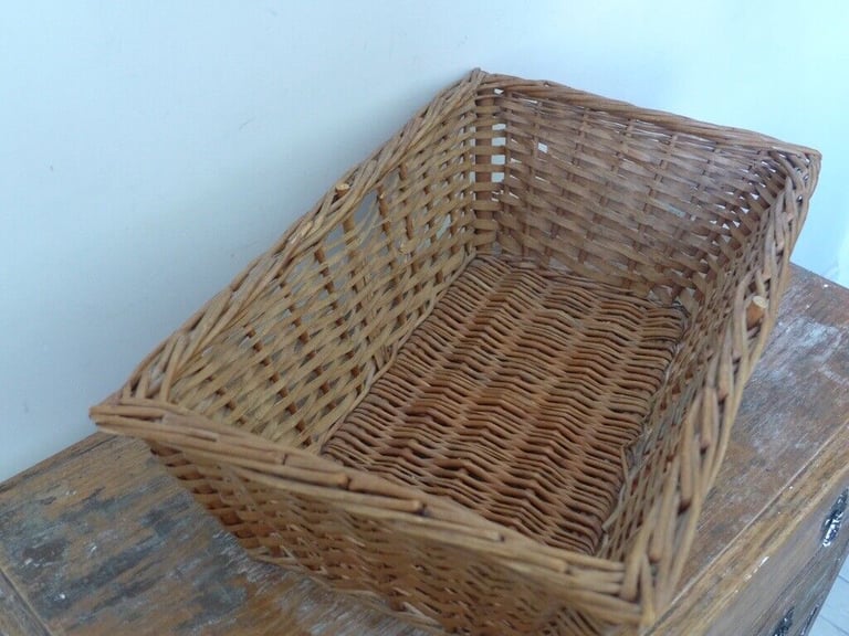 image for VINTAGE WICKER BASKET. Ideal Bicycle Basket  Measures 50 cm x 32 cm x 17 cm.
