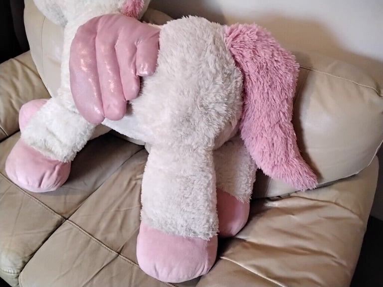 UNICORN soft toy 130cm long with tail extended .
