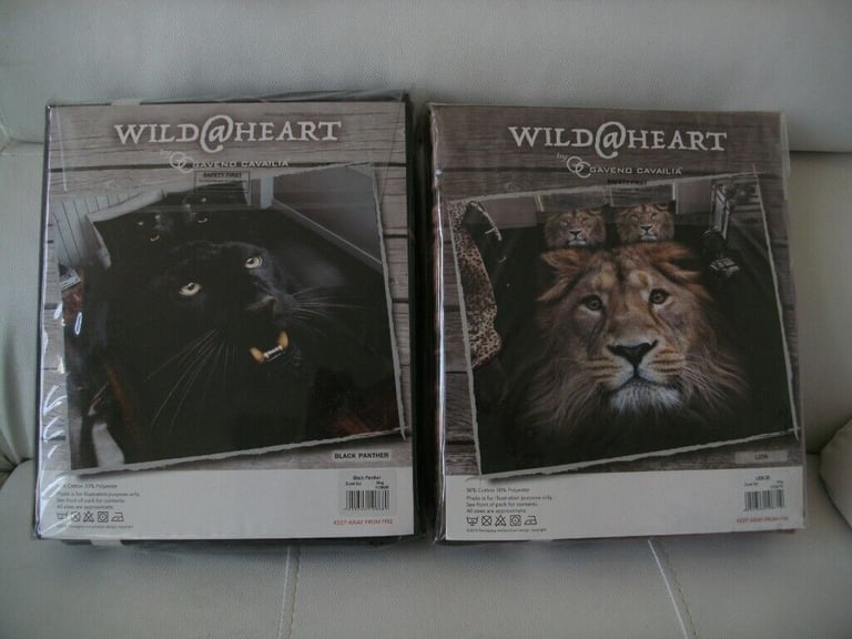 BNIP x2 Wild at Heart  3D Reversible Lion & Panther King Size Duvet Sets