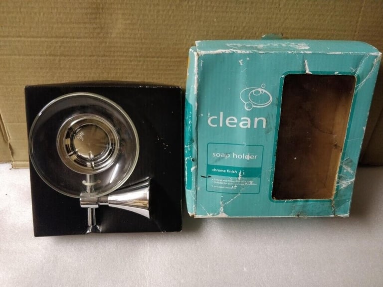 New Chrome Finish Wall Soap Holder with Glass Dish