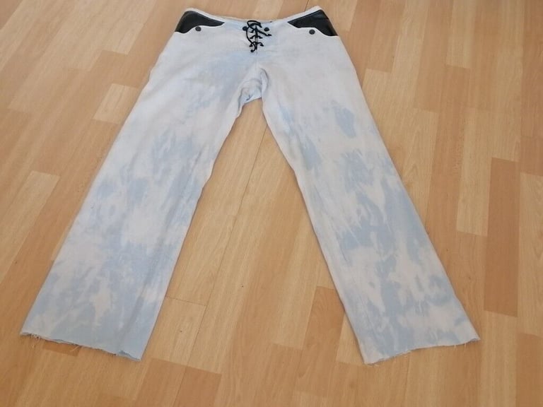 Rare Vintage 90's NICO DIDONNA LONDON Low Rise Bleached Washed Cotton Trousers. Size : S 