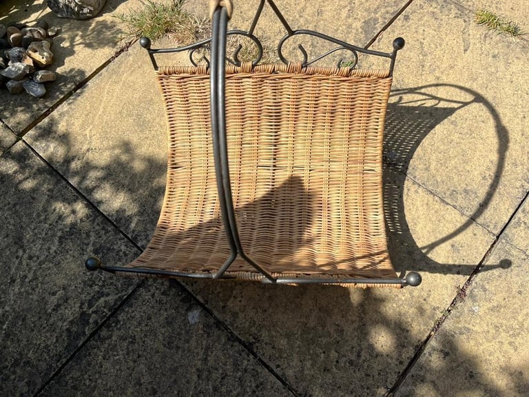 Large storage basket newspaper, wood, etc standing holder 