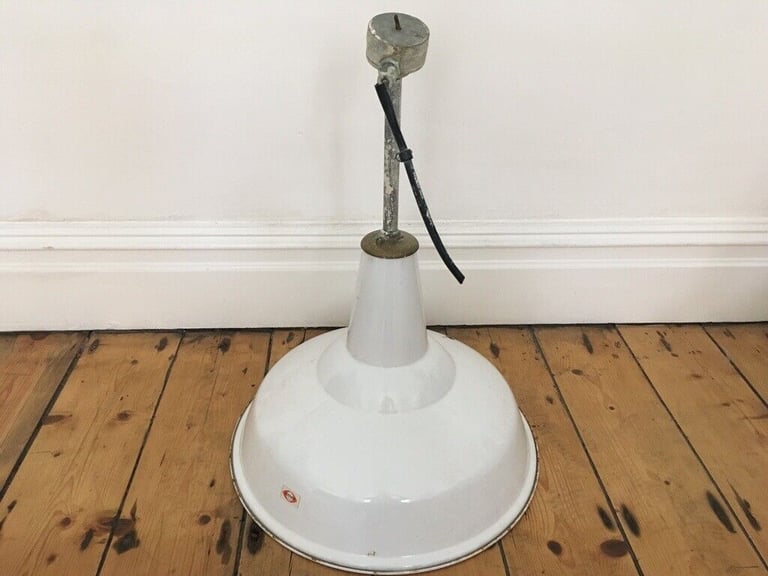 Vintage Large 19" Benjamin RLM Enamel Industrial Shade White 4 available £60 each