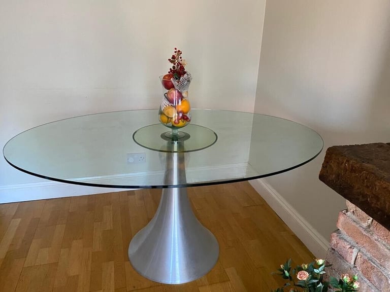 Paloma oval large dining table glass vase stand legs silver chrome