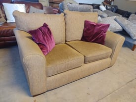 2 seater Fabric Sofa in VGC Goldy Brown Deliv Poss