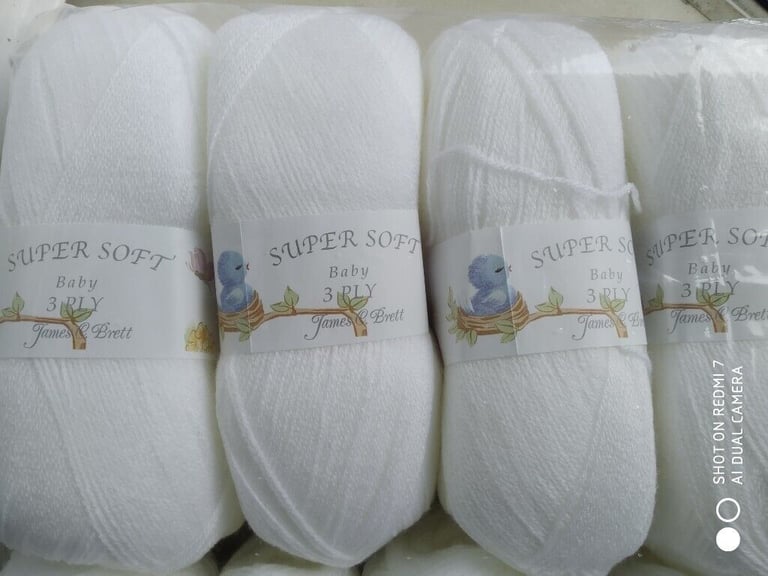image for JAMES C BRETT BABY SUPERSOFT 3PLY KNITTING WOOL YARN 5X100G IN WHITE