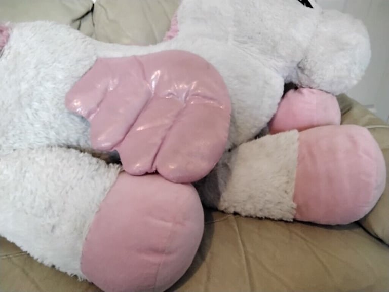UNICORN soft toy 130cm long with tail extended .
