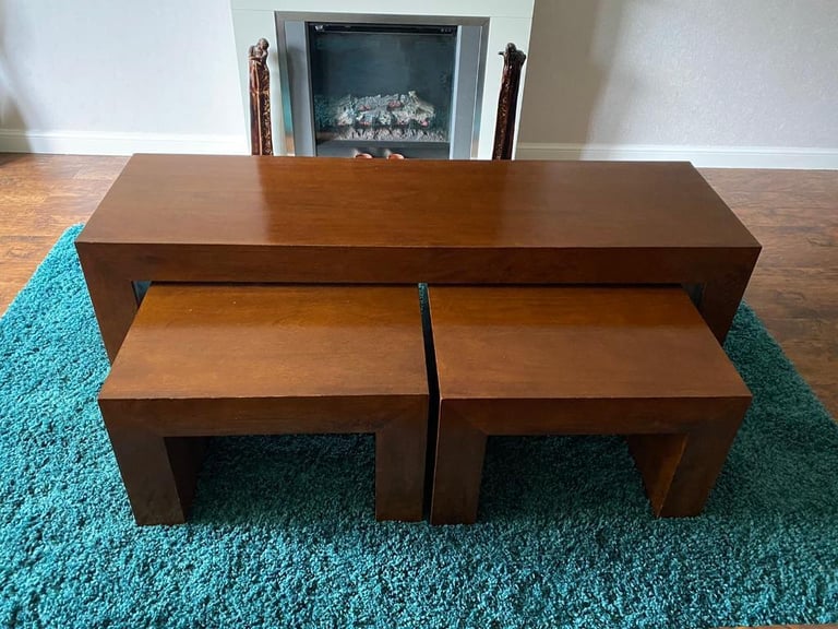 For sale: dark wood coffee table with side tables | in Broughty Ferry,  Dundee | Gumtree