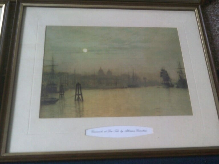 SET OF 4 ATKINSON GRIMSHAW PRINTS   FRAMED  3 LIVERPOOL  1 GREENWICH 