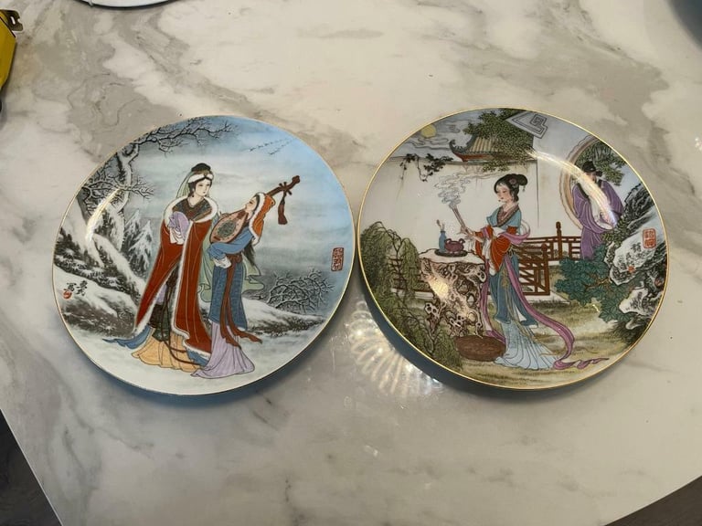 image for A pair of antique Japanese geisha plates year1940