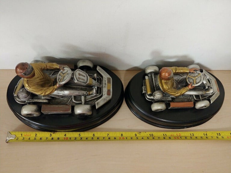 2x Number 11 Go Kart / Racing Car Mounted Ornaments / Bookends Birthday trophy prize ,etc, 