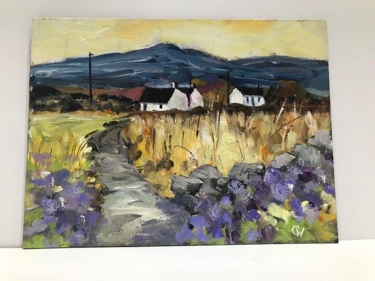 image for Original oil painting, Cottage lane 