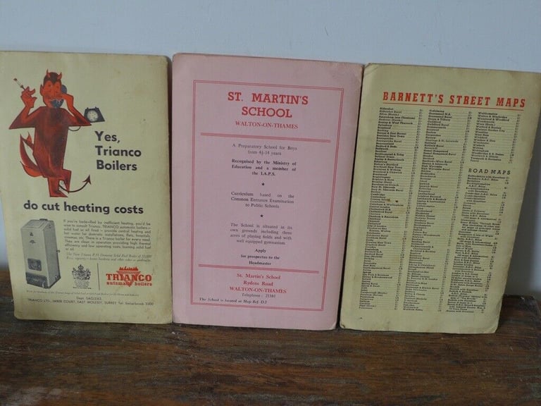 Of Historic Interest: THREE Collectable Vintage STREET MAPS of two popular SURREY TOWNS.