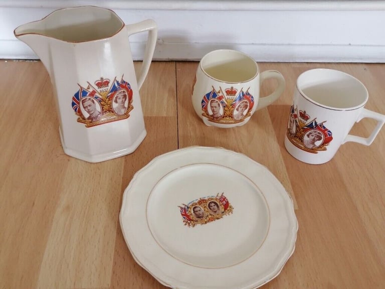 Royal Memorabilia Lot : KING GEORGE VI 1937 Coronation Commemorative Ceramics ( 4 items)
