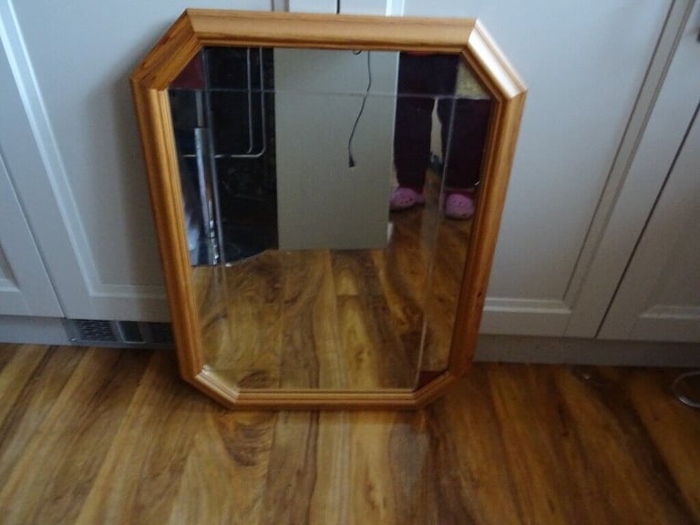image for Pine Framed Mirror with Bevel and  Faux Coloured Glass