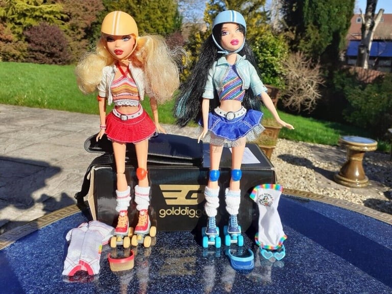 RARE 2006 Barbie My Scene Roller Girl Nolee and Kennedy Dolls 