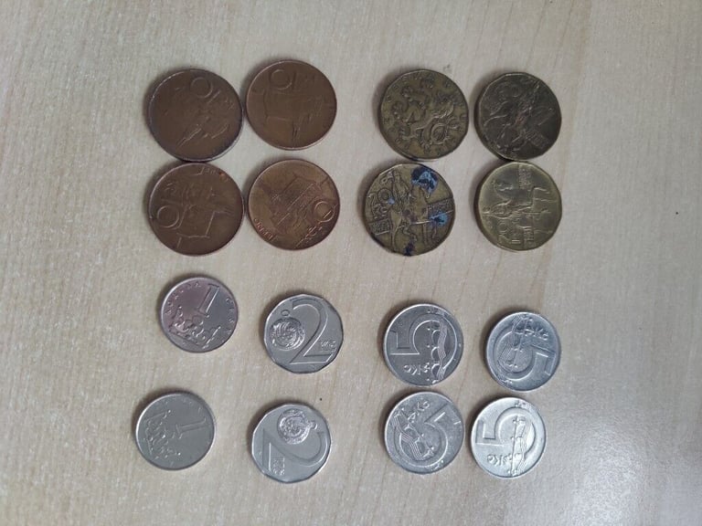 Czech 136 koruna coins and travel books