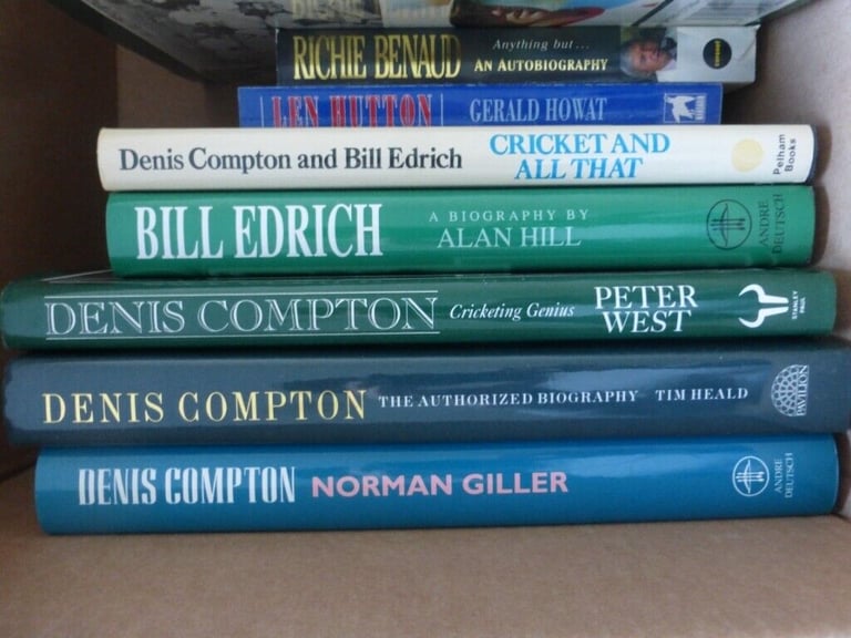 13 Cricketer Biographies - Hardback and paperback books. Denis Compton, Len Hutton, Gatting etc