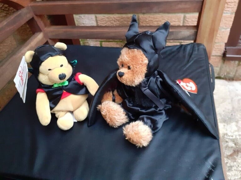 New Disney Bat Pooh and New Ty Bat Bear Beanie Babies.