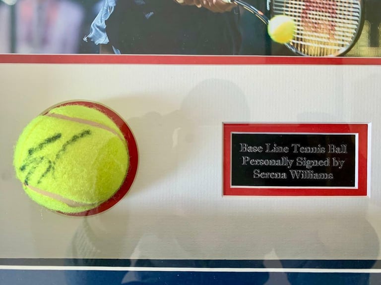 Serena Williams Hand Signed Ball Framed Display With Photo - Authenticity Guarantee CERTIFICATE