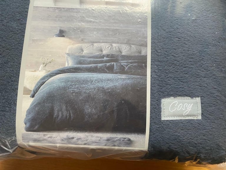Next Navy Blue Super soft Fleece Single Duvet Set, BNWT