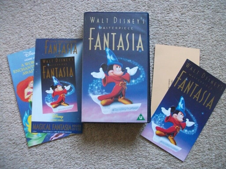 VHS video tape Disney Fantasia with original leaflets