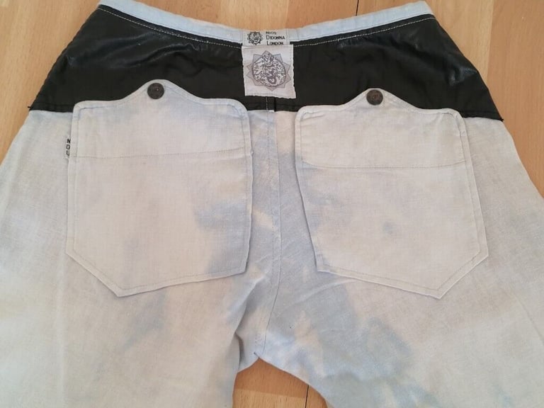 Rare Vintage 90's NICO DIDONNA LONDON Low Rise Bleached Washed Cotton Trousers. Size : S 