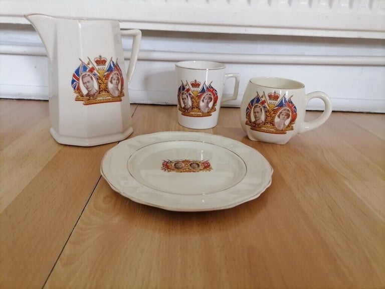 Royal Memorabilia Lot : KING GEORGE VI 1937 Coronation Commemorative Ceramics ( 4 items)