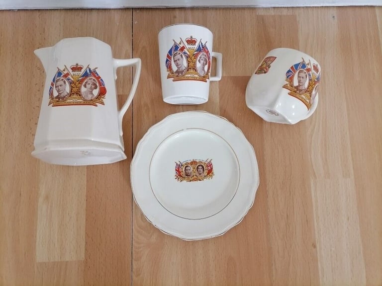 Royal Memorabilia Lot : KING GEORGE VI 1937 Coronation Commemorative Ceramics ( 4 items)