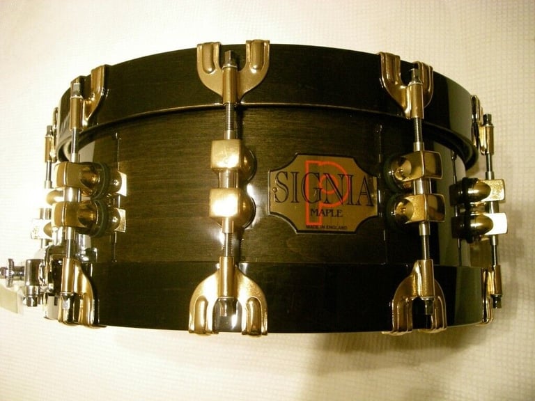 Premier Signia 75th Anniversary maple snare drum  14 x 5 1/2 - Leicester - '97 - Rare & collectable