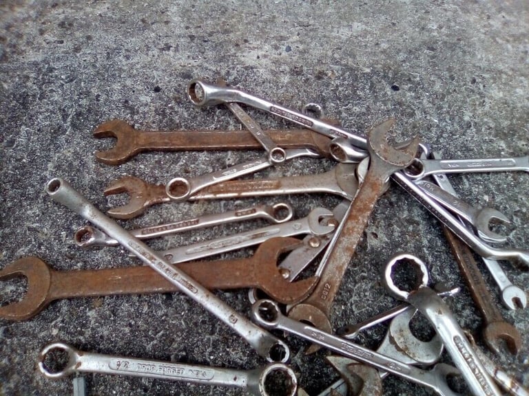 Collection of spanners and other tools , £2 per item.