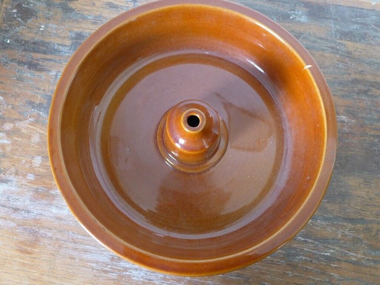 Grimwades THE IMPROVED POPULAR PIE FUNNEL + Needham Pottery PIE DISH with BUILD-IN FUNNEL