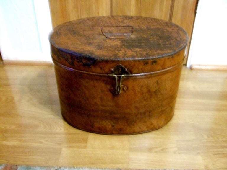 Top and Bowler Hats Vintage with vintage tin hat box (grouped)