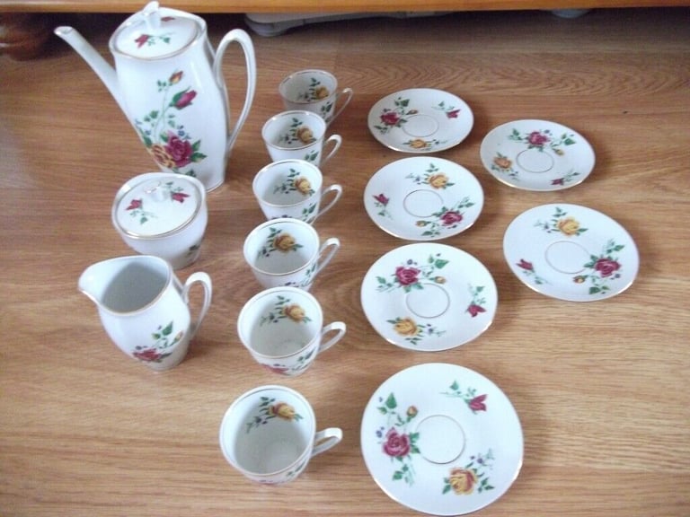 Complete Vintage Walbrzych Polish Bone China Coffee Set