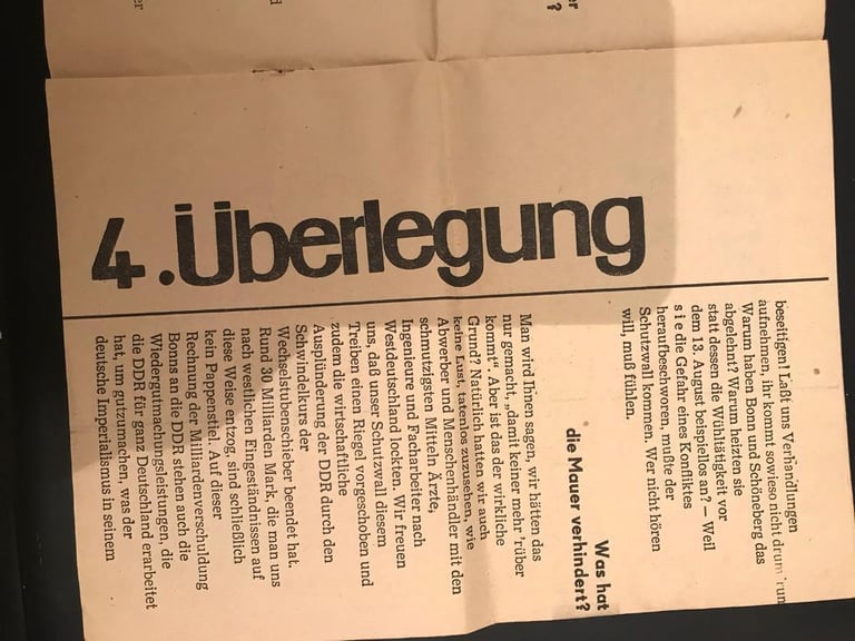 1965 Berlin Wall Leaflet And Photograph