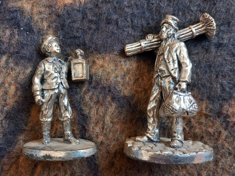 OFFERS - 13 SILVER PLATE ON PEWTER VICTORIAN FIGURINES.